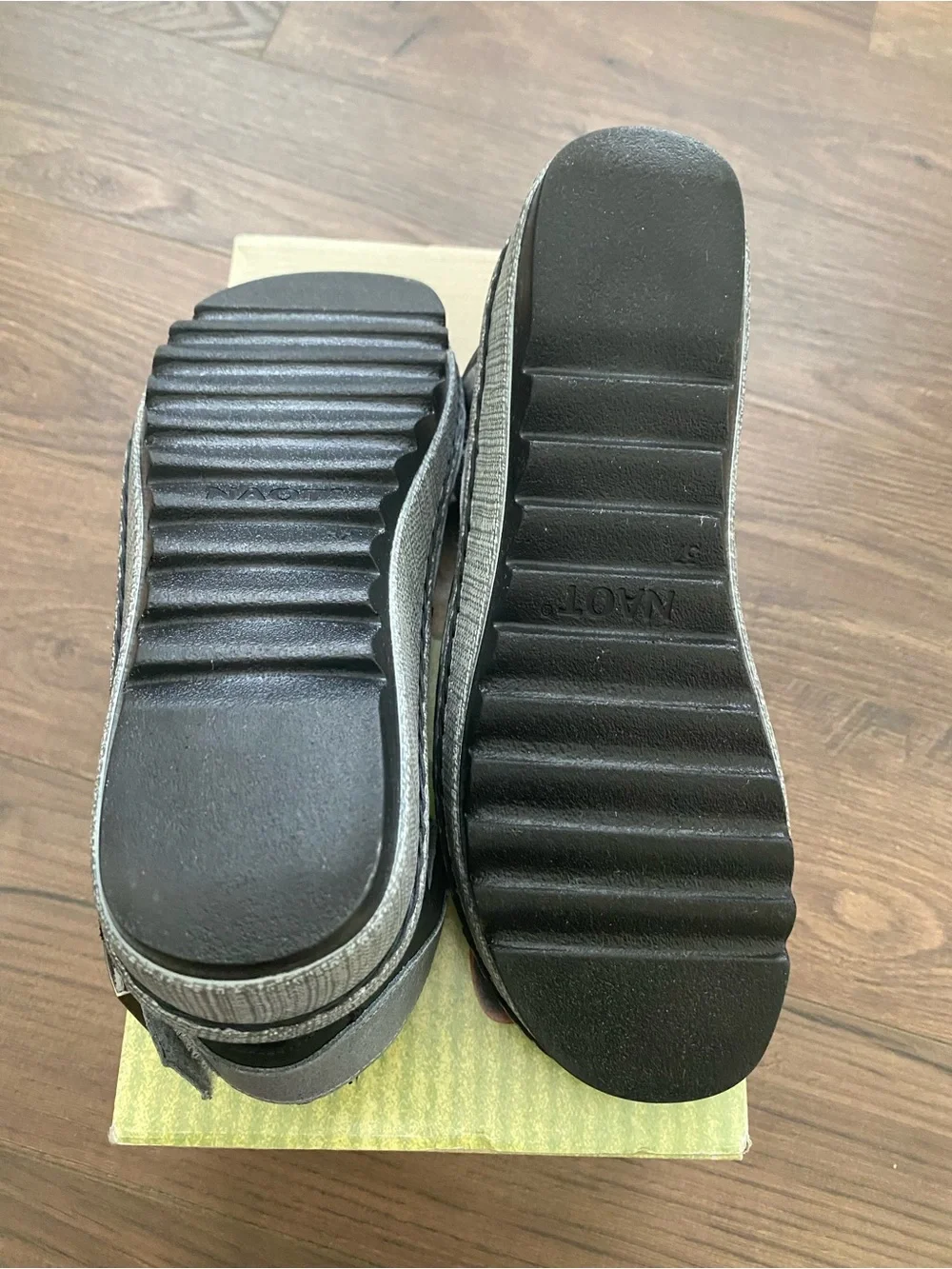 Naot Black Espadrille Wedge Sandals